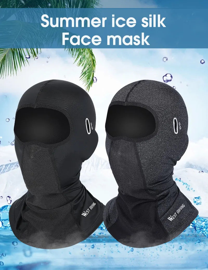 WEST BIKING Cool Men's Hat Summer Anti-UV Full Face Cover Motorcycle Balaclava Ice Silk Breathable Bike Helmet Mask Cycling Caps