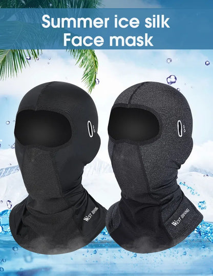 WEST BIKING Cool Men's Hat Summer Anti-UV Full Face Cover Motorcycle Balaclava Ice Silk Breathable Bike Helmet Mask Cycling Caps