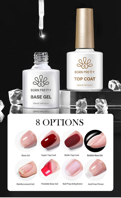 BORN PRETTY 10ml Base Gel Top Coat Rubber Gel Reinforcement Gel for Nails Tools Soak Off UV LED Nail Varnish Function Gel