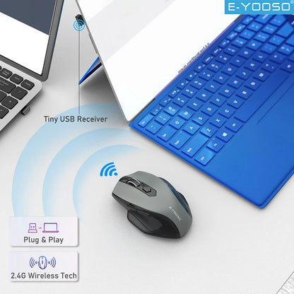 E-YOOSO 2.4G Wireless Mouse Portable Ergonomic Computer Mice Mouse For Office Gaming Mouse Laptop/iPad/Tablet/Mac