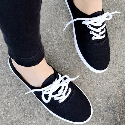 Canvas-sneakers för dam – andningsbara i stor storlek med platåsula