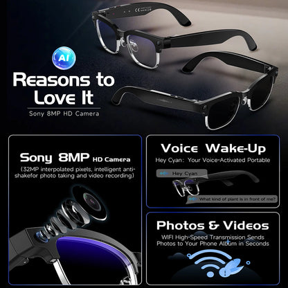 2026 New 4K HD 800W Camera Smart AI Glasses Video Photo Recognition AI Translation Chat GPT Hands-Free Calling Smart Sunglasses