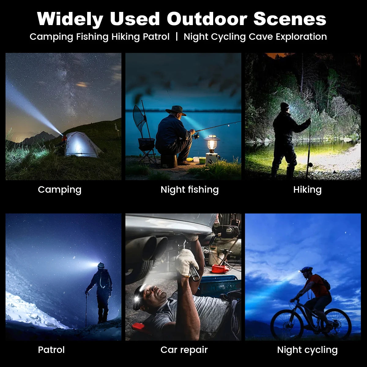 VASTFIRE COB+XPE Pannlampa med Rörelsesensor – USB-C, 455 Lumen, 5 Lägen, Vattentålig, Camping & Fiske