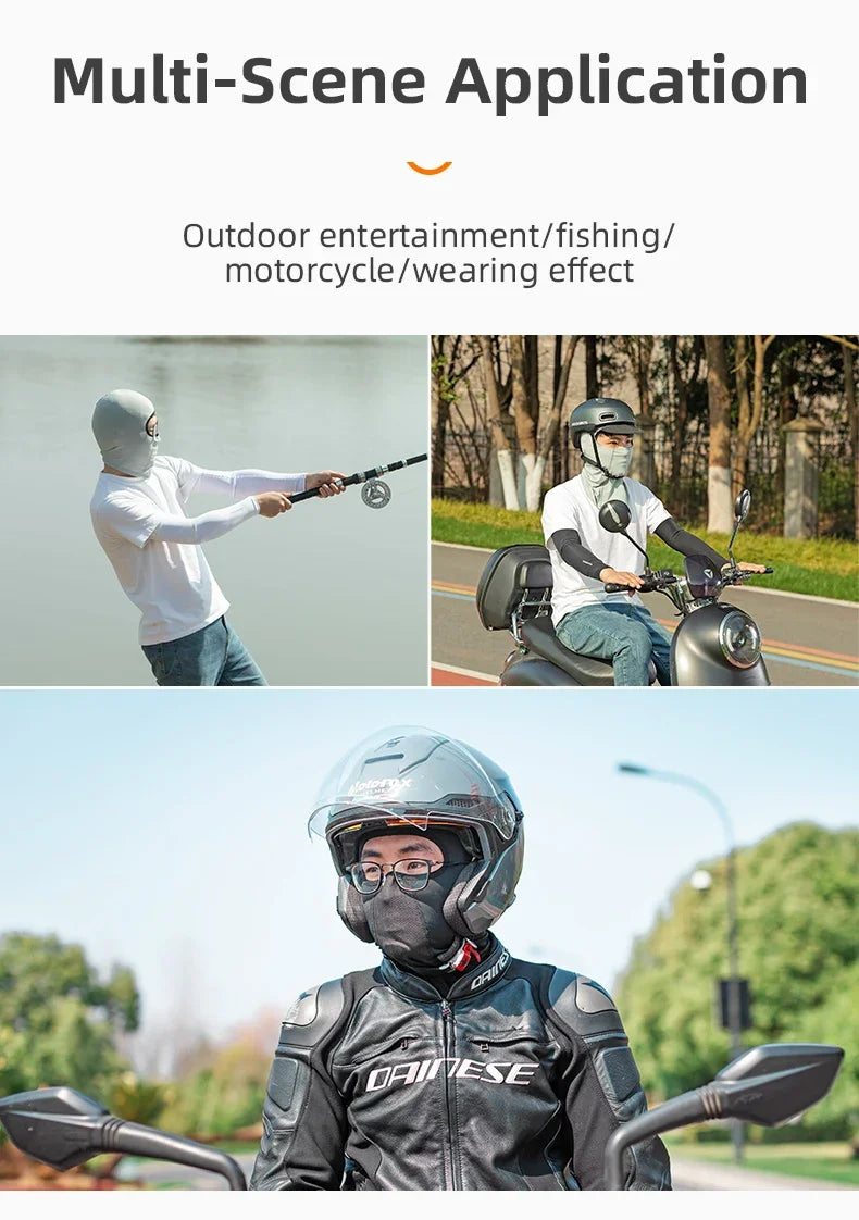 ROCKBROS Women Men's Balaclava Sun Protection Electric Bicycle Motorcycle Full Face Mask Ice Silk Headgear Cycling Spring Summer