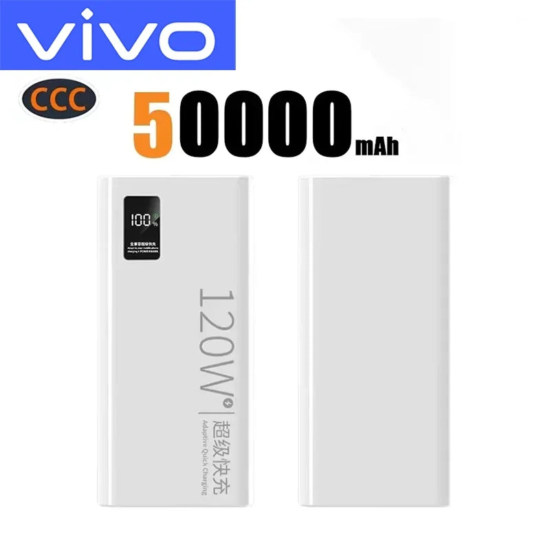 VIVO 500000mAh Power Bank 120W Super Fast Charging Portable LED Digital Display External Power Bank for iPhone Samsung 2026New