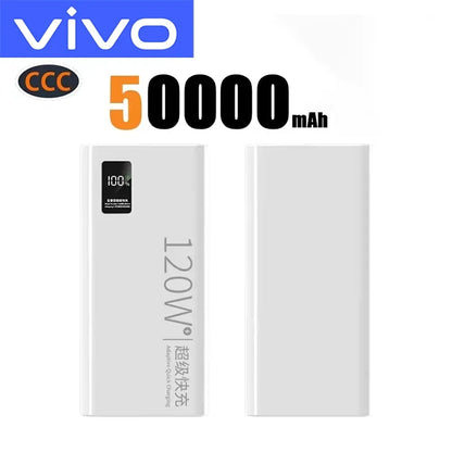 VIVO 500000mAh Power Bank 120W Super Fast Charging Portable LED Digital Display External Power Bank for iPhone Samsung 2026New