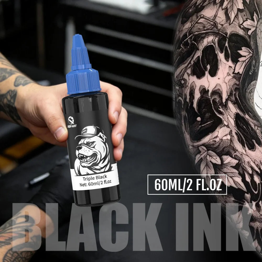 DQFART Triple Super Black Tattoo Ink High-quality Long-lasting Safe Tattoo Ink Creative Designs Skin Coloring Professional