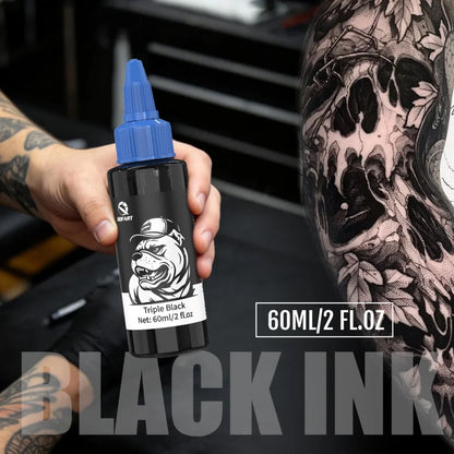 DQFART Triple Super Black Tattoo Ink High-quality Long-lasting Safe Tattoo Ink Creative Designs Skin Coloring Professional