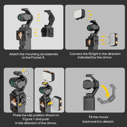LED Light for DJI OSMO Pocket 3 4 4 Pro Accessories Gimbal Selfie Vlog Video Auxiliary Fill Lighting Brightness Adjustable