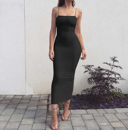 Dam Axelbandsklänning Midi – Sexig Bodycon med Öppen Rygg, Clubwear för Sommar, S–L