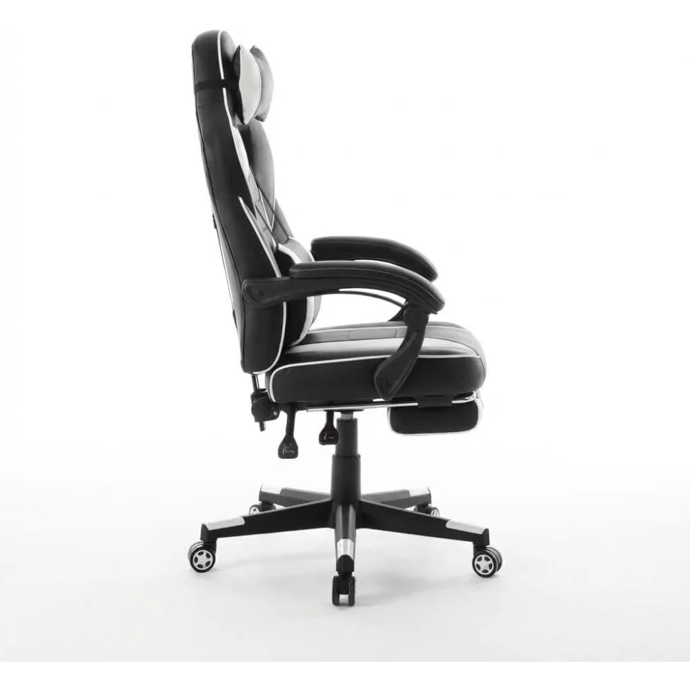 Garvee Black & White PU Leather Side Chair – Flame-Retardant, Waterproof, High-Density Foam, Solid Wood Legs, Ideal for Family Homes