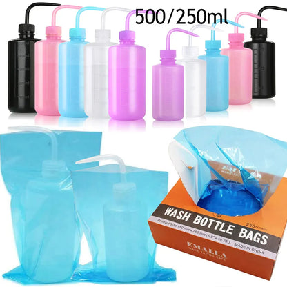 250pcs Tattoo Wash Bottle Bags and 250/500ml Tattoo Wash Bottle for Green Soap Bottle Cleaning Supply Tattoo Accessories