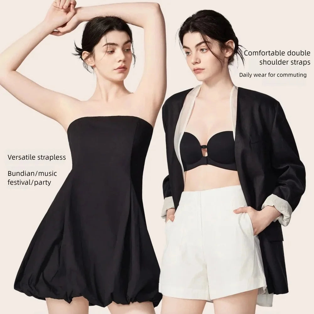 Dam KUCLUT Issilke Shapewear BH – Sömlös Push-up Trådlös Magkontroll Kylande Osynlig, Svart & Hudton 70–85 A–C