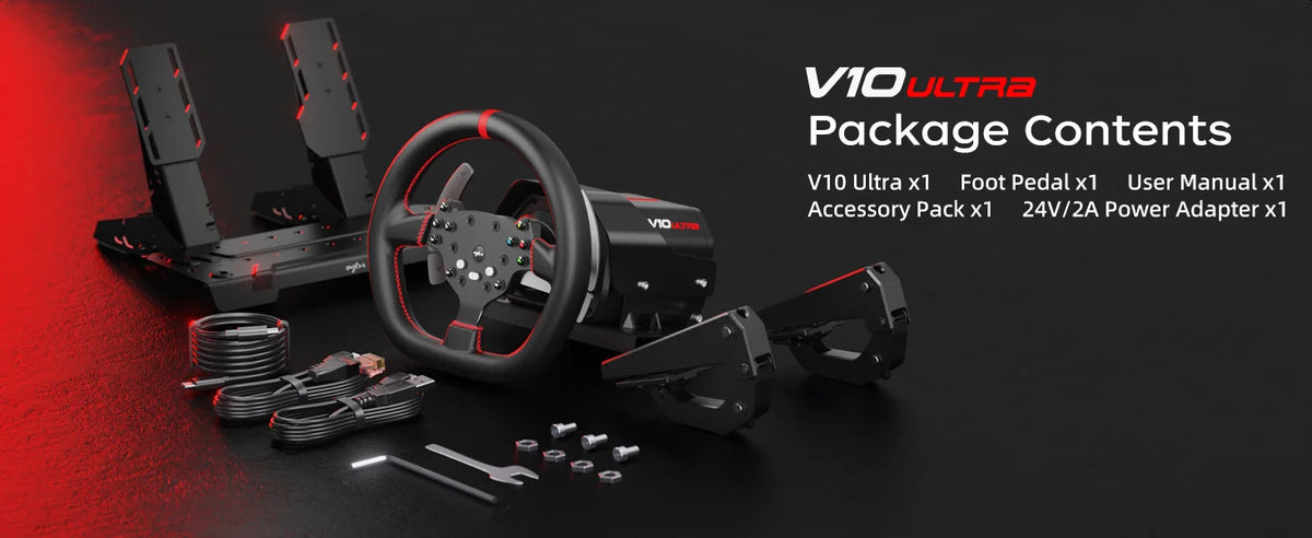 PXN V10 Ultra Direct Drive Wheel Kit, 3.2Nm Force Feedback Racing Wheel with Hall Effect Pedals, 4-Paddle Design, APP Enabled for PC/PS4/Xbox
