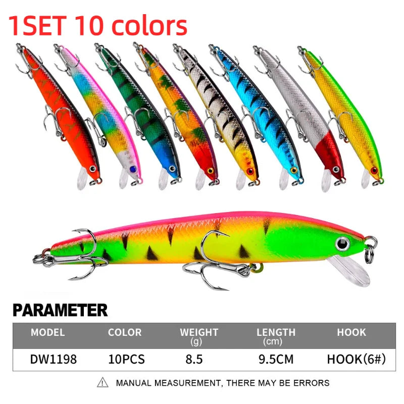 20PCS Suspending Jerkbait Minnow Lures – Slow Sinking Hard Bait with Treble Hooks for Bass Musky Zander Freshwater Saltwater