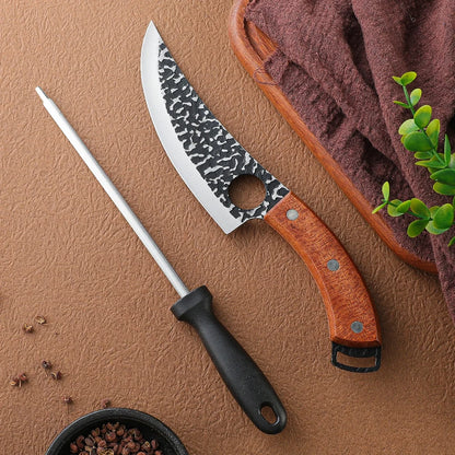 Handsmitt Kockkniv Professionell – Urbeningskniv Slaktarkniv Rostfritt Stål Kök, Valfritt med Bryne/Knivskydd
