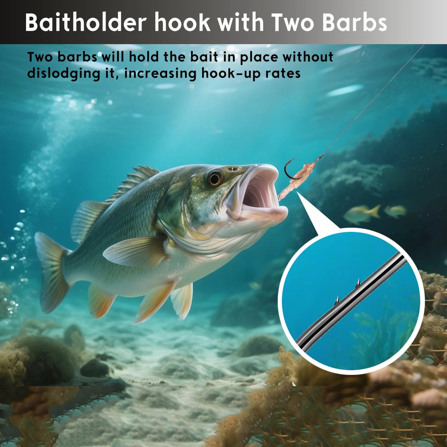 9KM Fishing Hooks Keeper, Baitholder Hook, 50~200Pcs Fishing Circle Hook High Carbon Steel for Freshwater & Saltwater