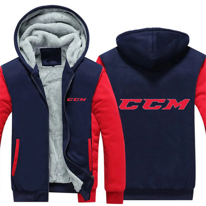 CCM Vinterhoodie Herr – Tjock fleece, dragkedja, solid färg, varm & bekväm, S–5XL, 12 färger