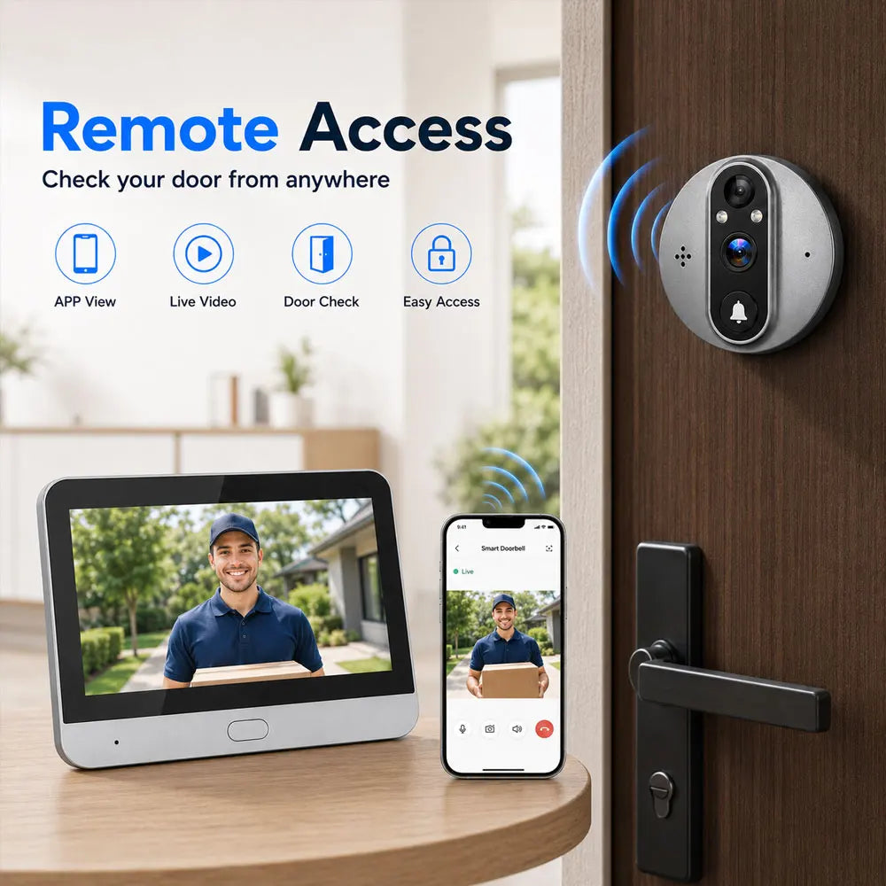 Jaxcam digitalt dörröga med skärm, Wi-Fi och tvåvägsljud