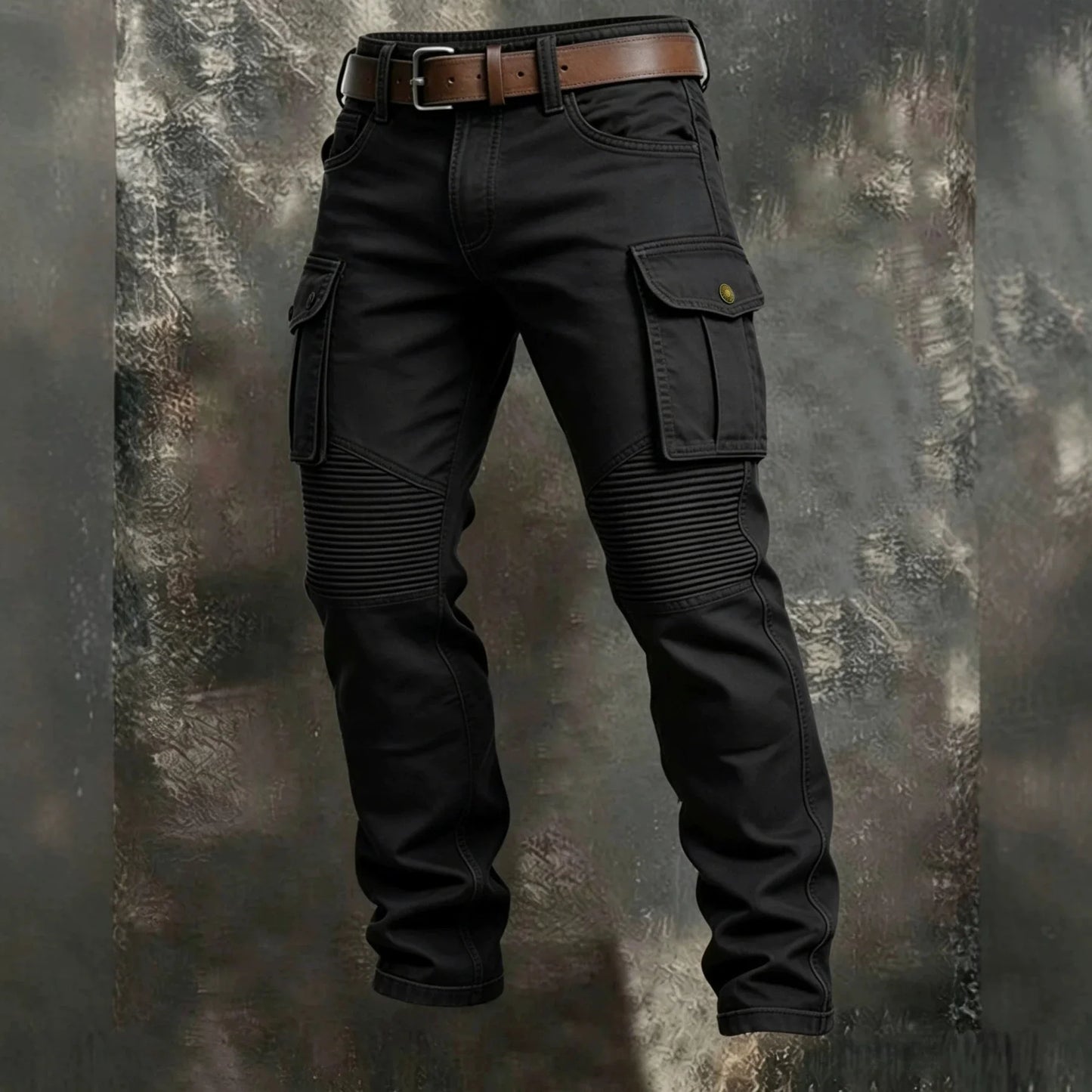 Male New Men Cotton Autumn Winter Patchwork Cargo Pants Multi Pocket Straight Tactical Work Outdoor Daily Wear Trousers 4 Colors