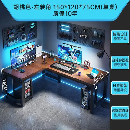 Corner Gaming Table Computer Desk Double Desktop for Home Student Bedroom Small Apartment Space Saving Workstation