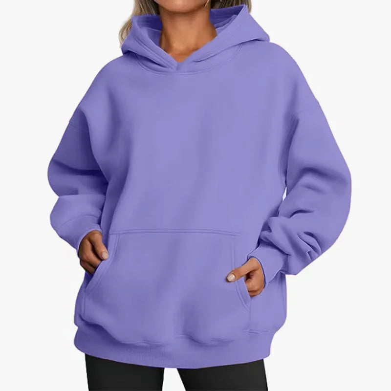 Unisex Oversized Fleece Hoodie – Varm Casual Pullover Plus Size Höst/Vinter, 17 Färger XL–5XL
