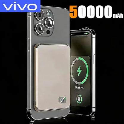VIVO 50000mAh Thin Magnetic Wireless Power Bank 22.5W Fast Charging Portable External  Battery for Magsafe For iPhone Samsung
