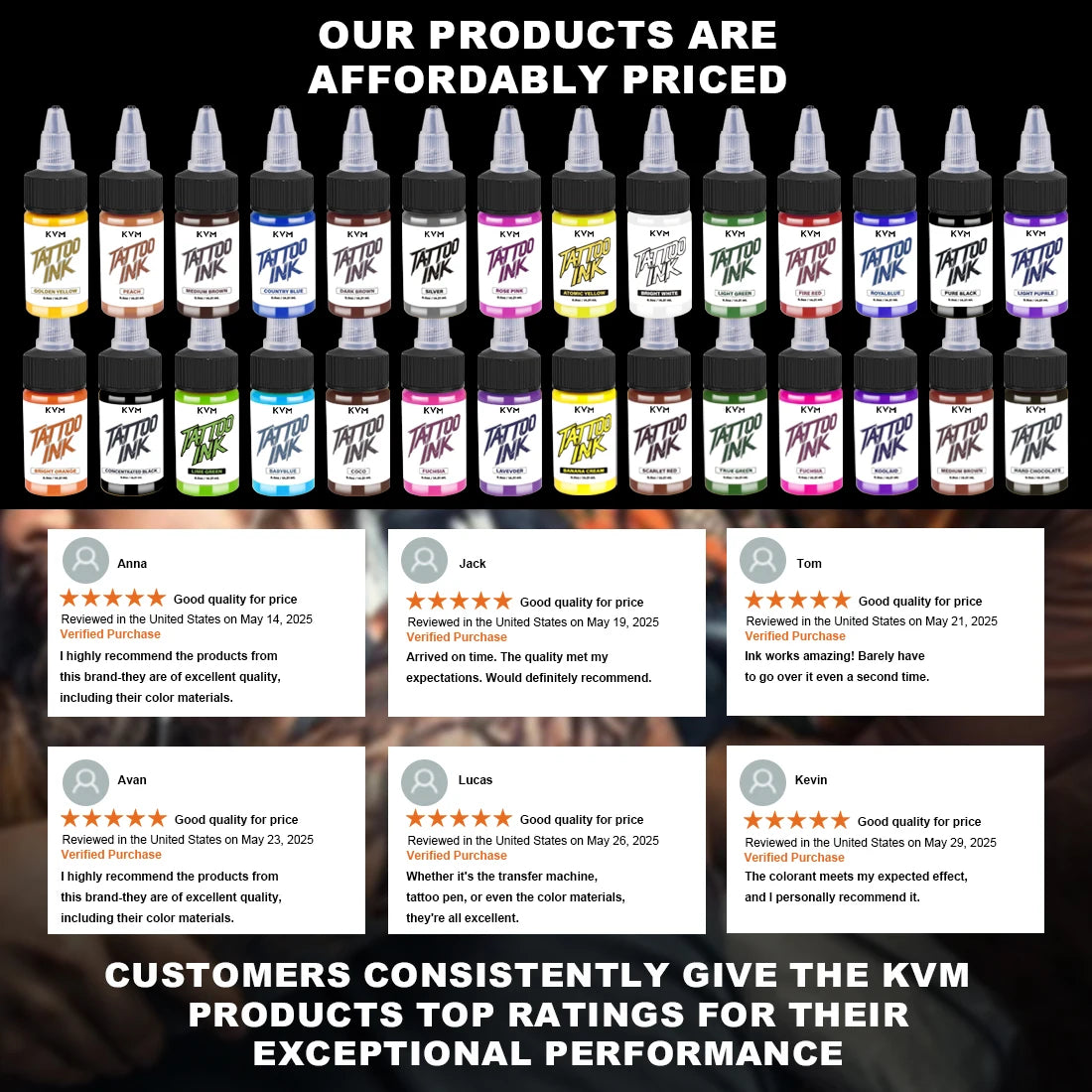 KVM 0.5oz 28 Colors Professional Tattoo Ink for Body Art Natural Plant Micro Pigment Permanent Tattoo Ink for Body Art Paint
