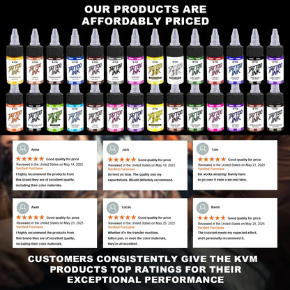 KVM 0.5oz 28 Colors Professional Tattoo Ink for Body Art Natural Plant Micro Pigment Permanent Tattoo Ink for Body Art Paint