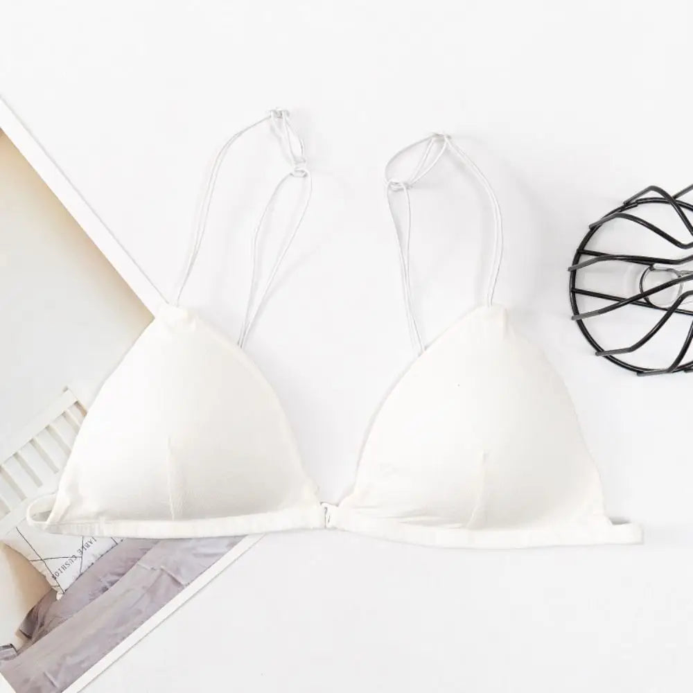 Fachion Triangle Bras for Women Beauty Back Push-up French Style Bra Thin Strape Solid Color Wireless Bra Girls