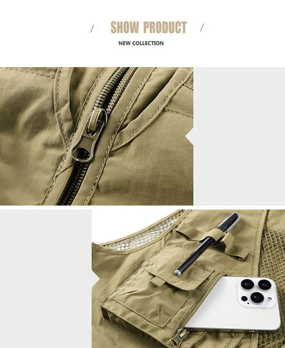 Fishing Vest Breathable Fishing Travel Mesh Vest with Zipper Pockets Summer Work Vest for Outdoor Activities