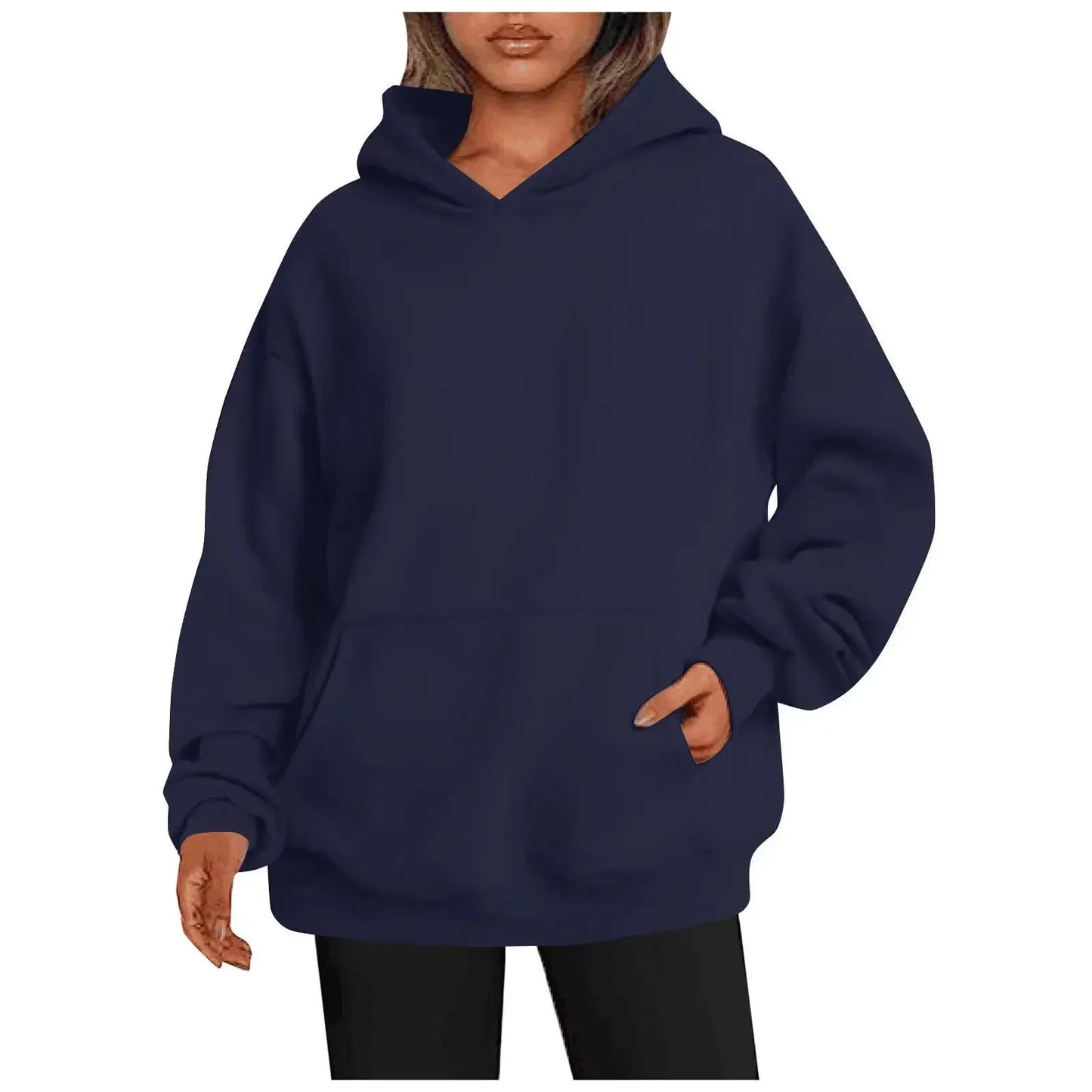 Unisex Oversized Fleece Hoodie – Varm Casual Pullover Plus Size Höst/Vinter, 17 Färger XL–5XL