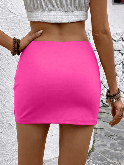 Women's High Waist Mini Bodycon Skirt with Built-in Safety Shorts Stretchy Soft Pencil Short for Club Party Casual Slim Fit