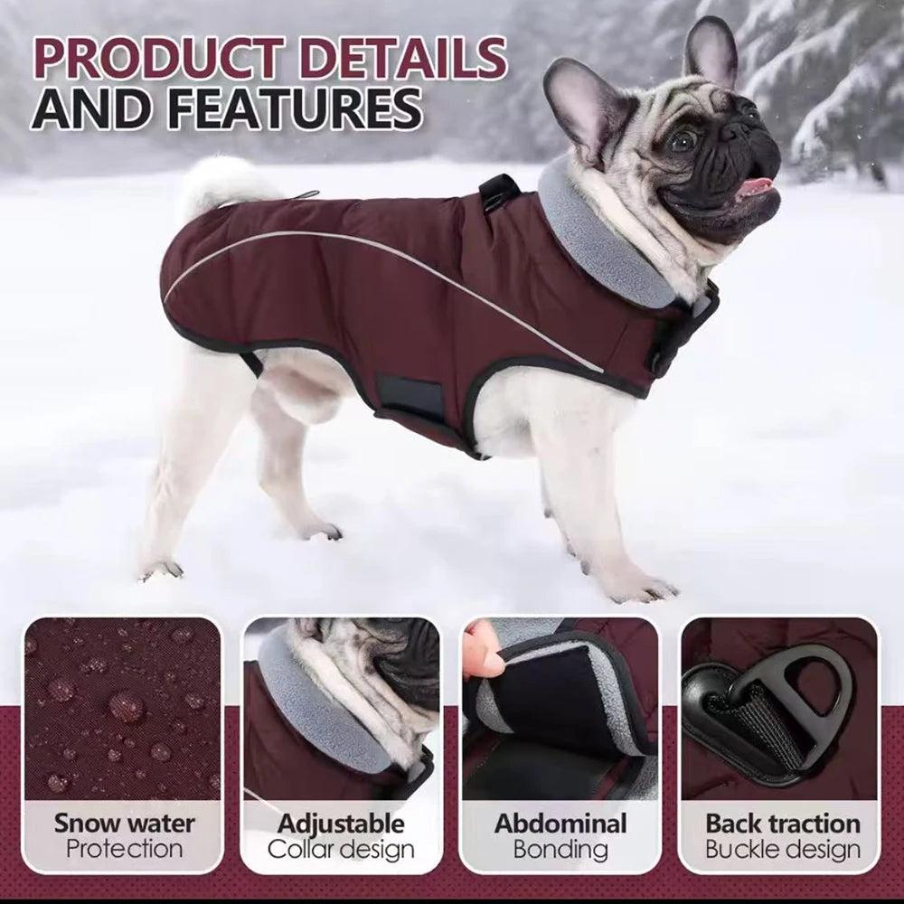 New Dog Winter Jacket Waterproof Reflective Pet Coat Outdoor Vest  Warm Cotton Dogs Clothing for Large Middle Dogs Clothes