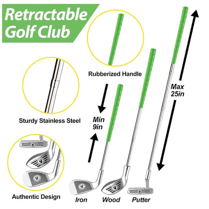 Children's Golf Club Toy Set For Kids Indoor Outdoor Sports Competition Interactive Retractable Golf Club Set New Year Gifts