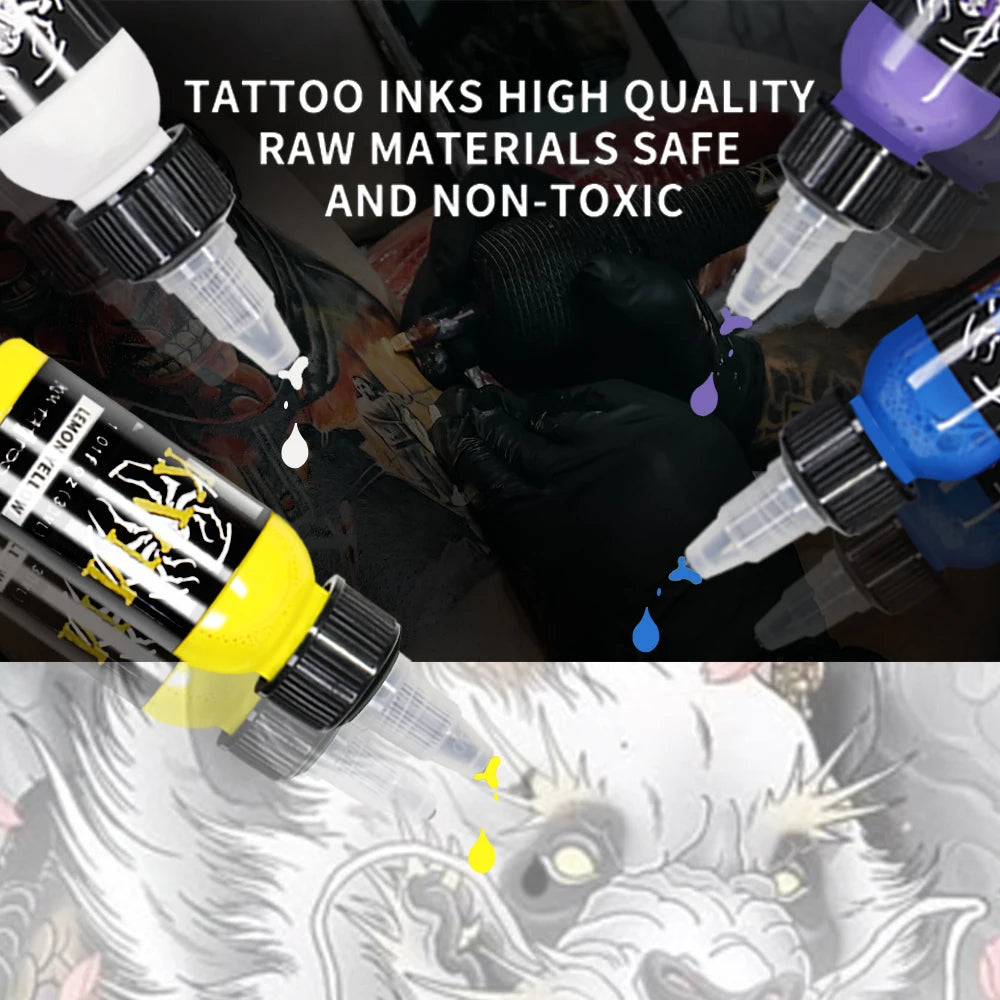 KVM 30ml/1oz 14-colors Tattoo Ink Pigment Body Art Tattoo Kits Professional Beauty Paints Makeup Tattoo Supplies Semi-permanent