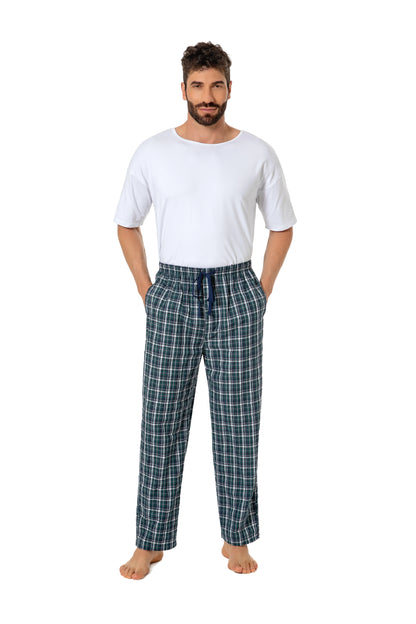 3pcs Men's Pajama Pants Autumn Simple Plaid Pattern Casual Cotton Sleepwear Trendy Elastic Waistband Home Pajama Bottoms