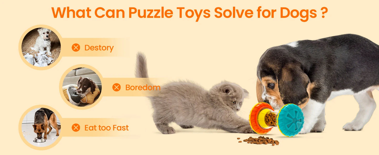 Interactive Dog Puzzle Toys for Boredom, Dogs Enrichment Toy to Keep Them Busy, Treat Dispensing Slow Feeder