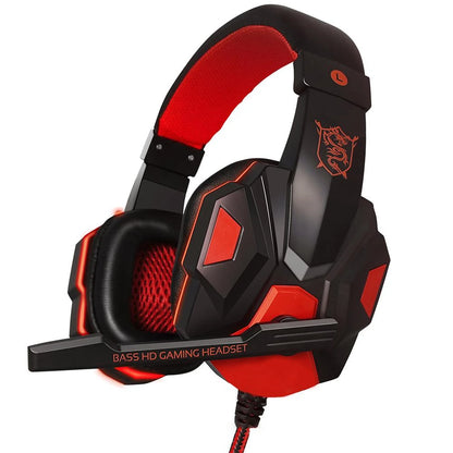 Mrgabwte Gaming Headset 3,5mm Over-Ear – 40mm 120° Justerbar Mikrofon 1,8m Kabel PS4 PS5 Xbox PC Smartphone Röd Svart Vit