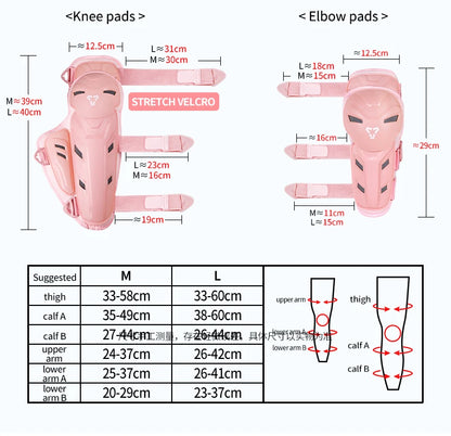 Motocross Knee Pads & Elbow Pads Set Adult Black Pink Leg And Elbow Protective Gear for Dirt Bike Motorcycle For Riding M-L