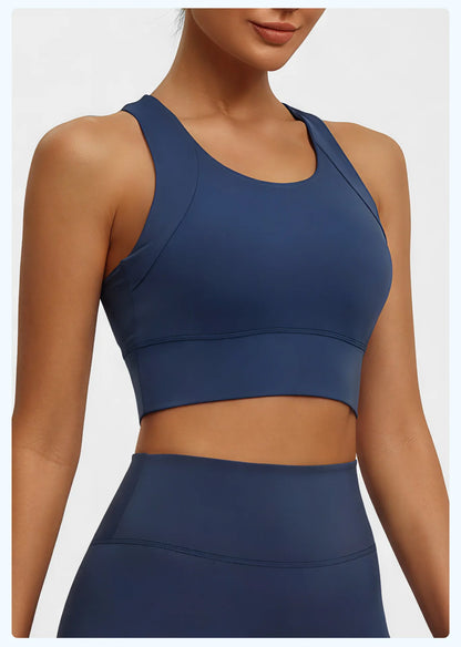 Dam Sport-BH Yoga Linne – Halterneck Inbyggda Kuddar Högintensiv StötDämpning Tennis, 5 Färger S–XXL