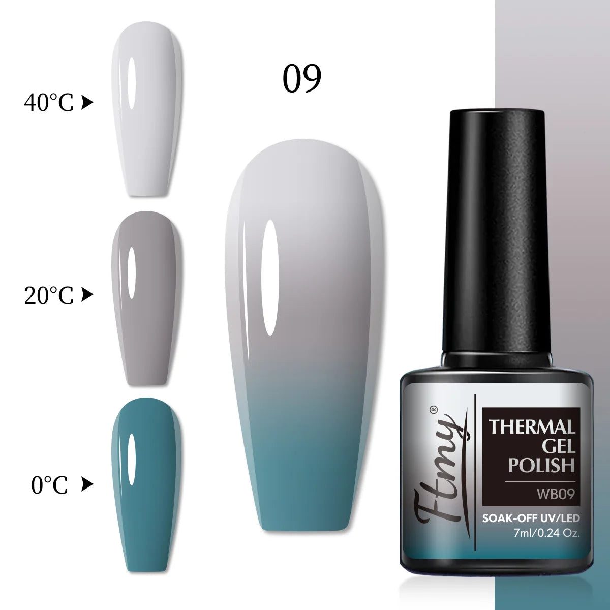 Color Changing Gel Nail Polish, Temperature-Sensitive, 7ml, Lead-Free, No Fragrance, Nail Art Manicure Gel Polish For Salon Use