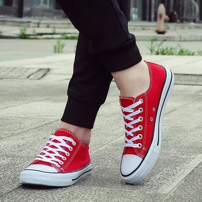 Herr canvas sneakers med snörning – Andningsbara, låg profil, sommar & fritid, storlek 36–44, 4 färger