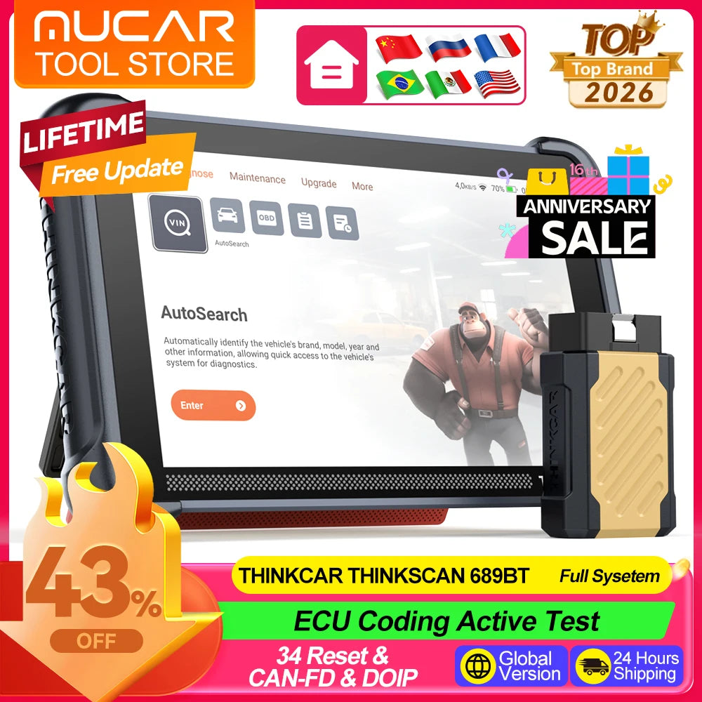 THINKCAR THINKSCAN 689BT diagnostikverktyg och tillbehör