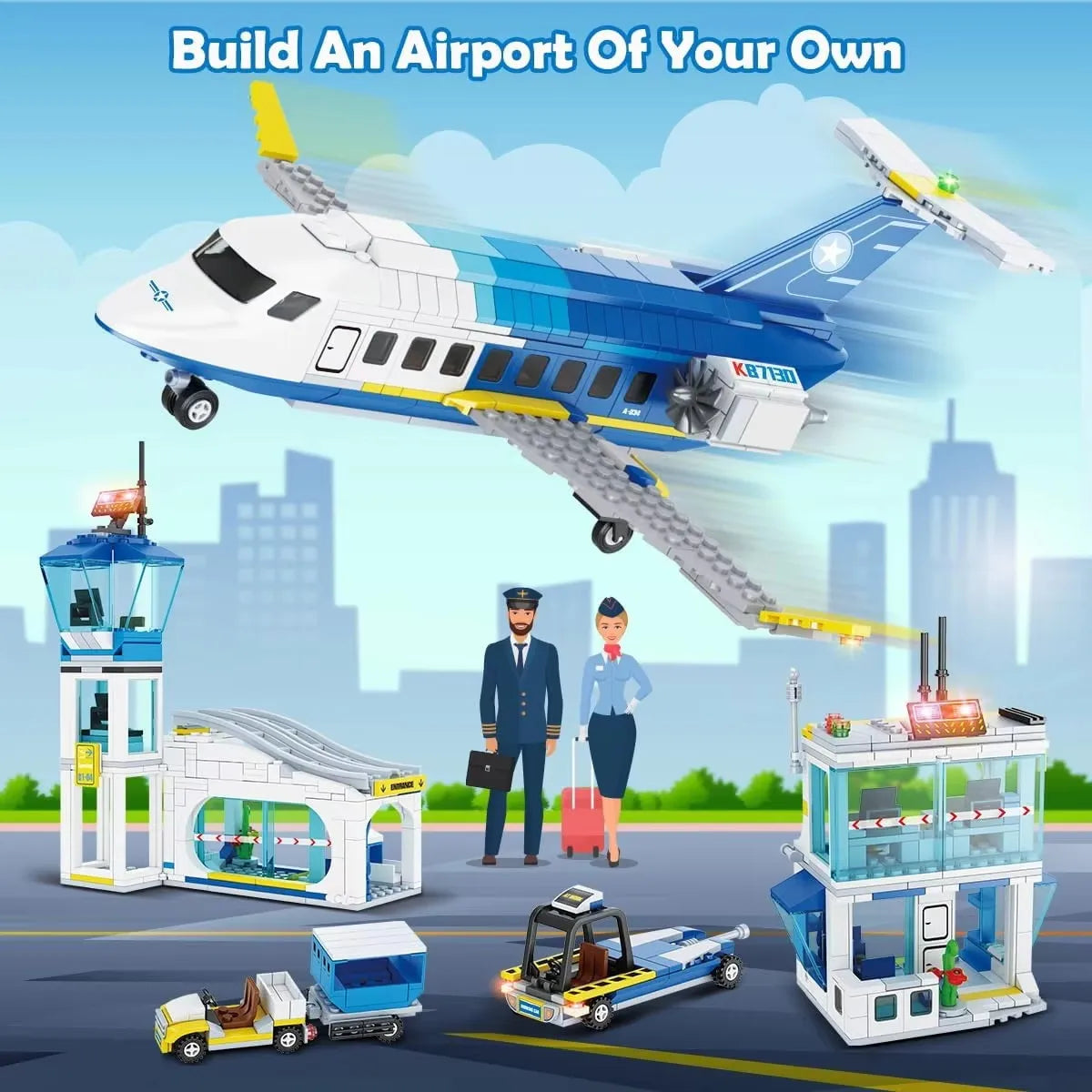 Byggklossar Flygplan 3-i-1 Passagerarplan Helikopter Privatjet