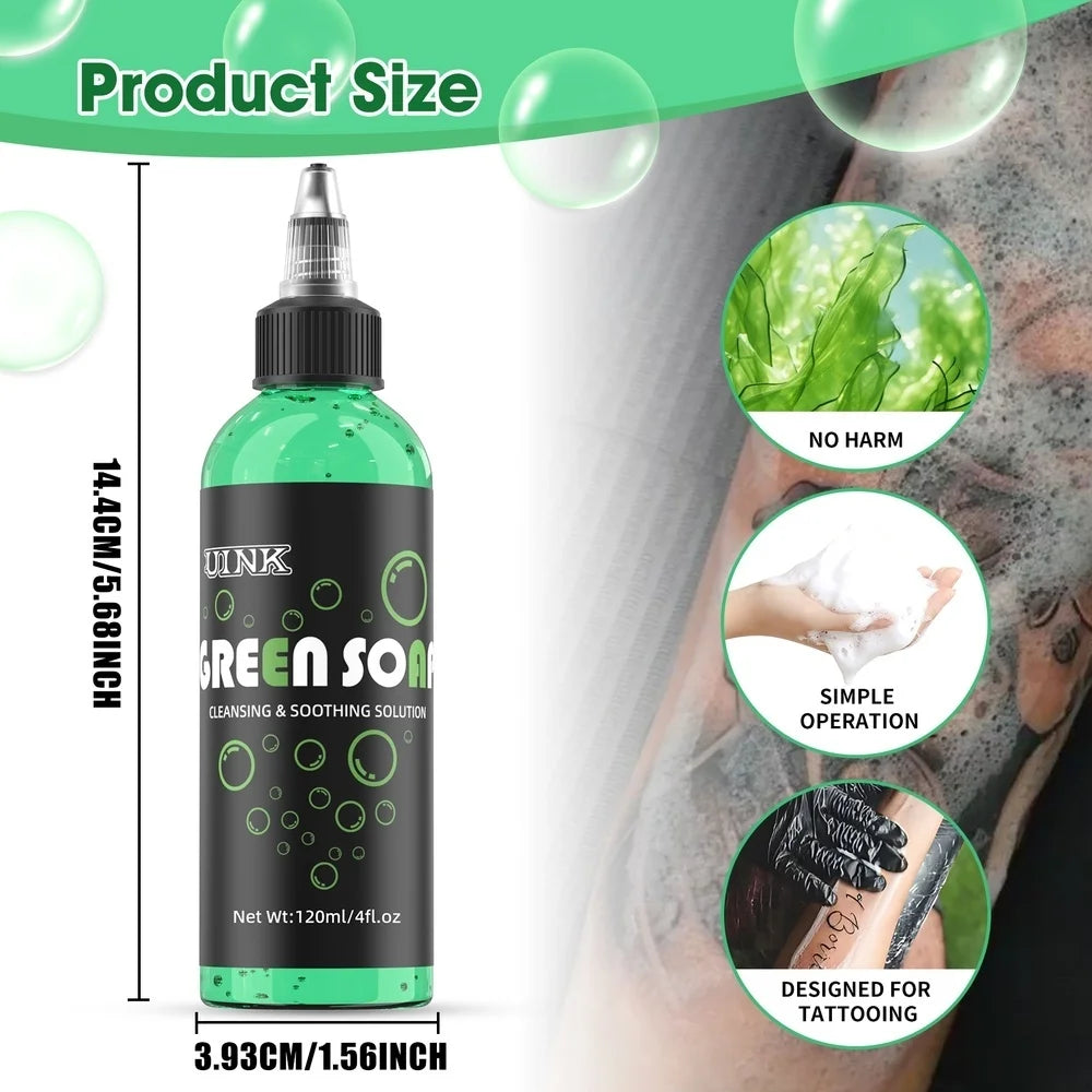 DQFART 120ml Blue Soap Green Soap Tattoo Cleaning Products Safe Can Be Used For The Human Body Professional Tattoo Artists Body Art Creative Designs Supplies Accessories