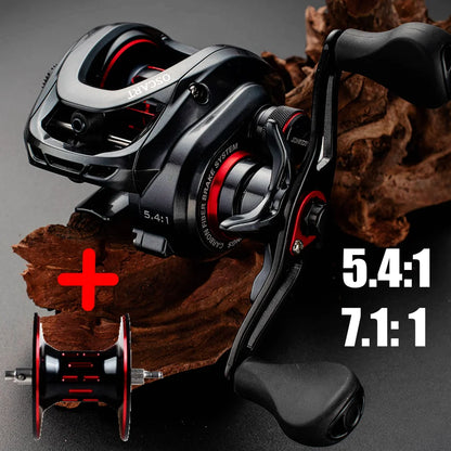 JOHNCOO Baitcasting-rulle för Saltvatten – 5.4:1 / 7.1:1, 9BB, Reservspole