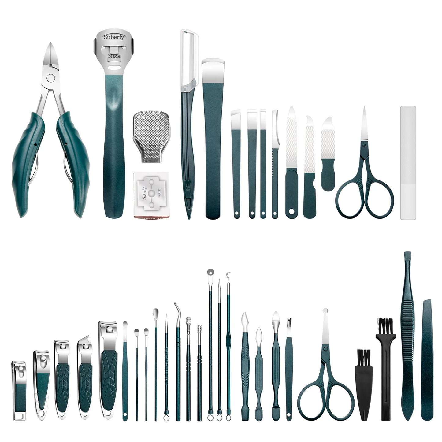 40Pcs Manicure Set Nail Clippers Kit Cuticle Scissors Stainless Steel Foot Care Tools with Leather Case Foot Rasps Callus Shaver