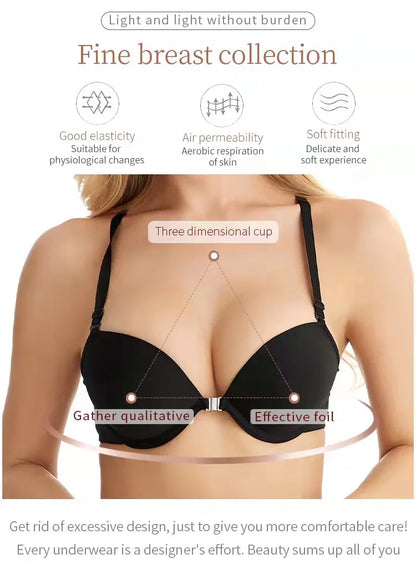 Dam 2-delat Set – Sexig Push-up BH med Knappar & Fjärilsdetalj, 4 Färger