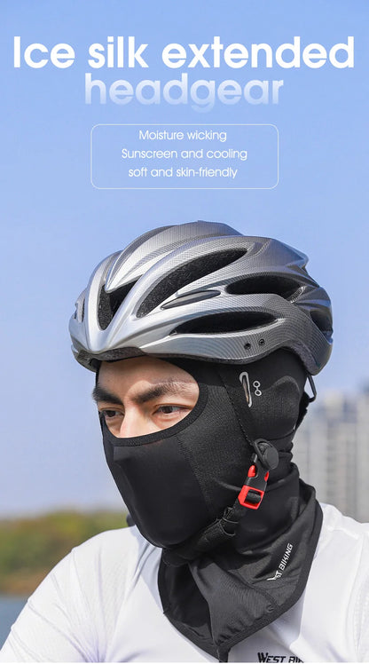 WEST BIKING Cool Men's Hat Summer Anti-UV Full Face Cover Motorcycle Balaclava Ice Silk Breathable Bike Helmet Mask Cycling Caps
